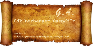 Günszberger Agenór névjegykártya